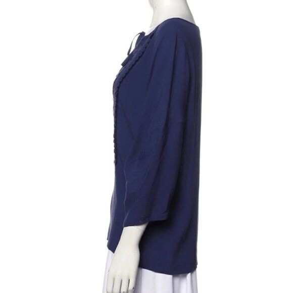 DIANE VON FURSTENBERGV-Neck Three-Quarter Sleeve Blouse - Picture 2 of 3